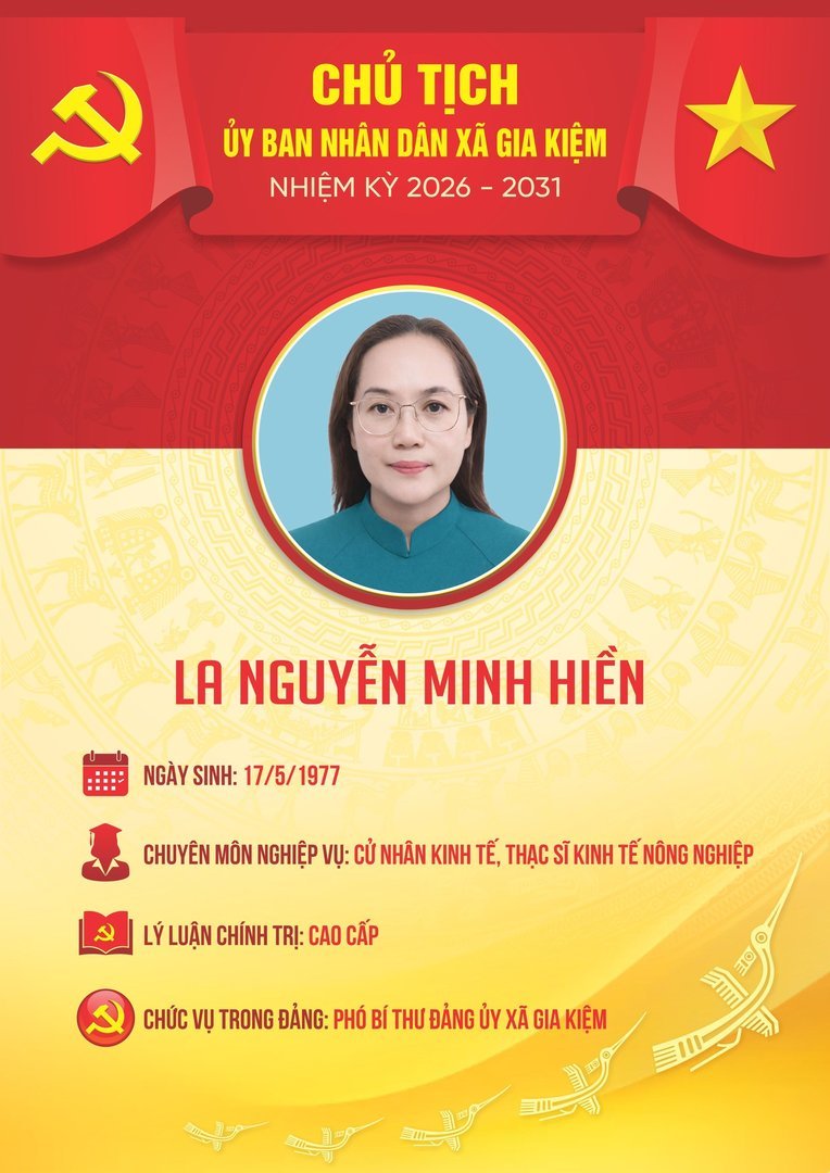 Giới thiệu thành viên UBND xã Gia Kiệm nhiệm kỳ 2026-2031