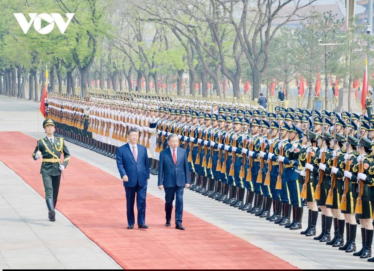 Lễ đón trọng thể Tổng Bí thư, Chủ tịch nước Tô Lâm thăm cấp Nhà nước đến Trung Quốc.