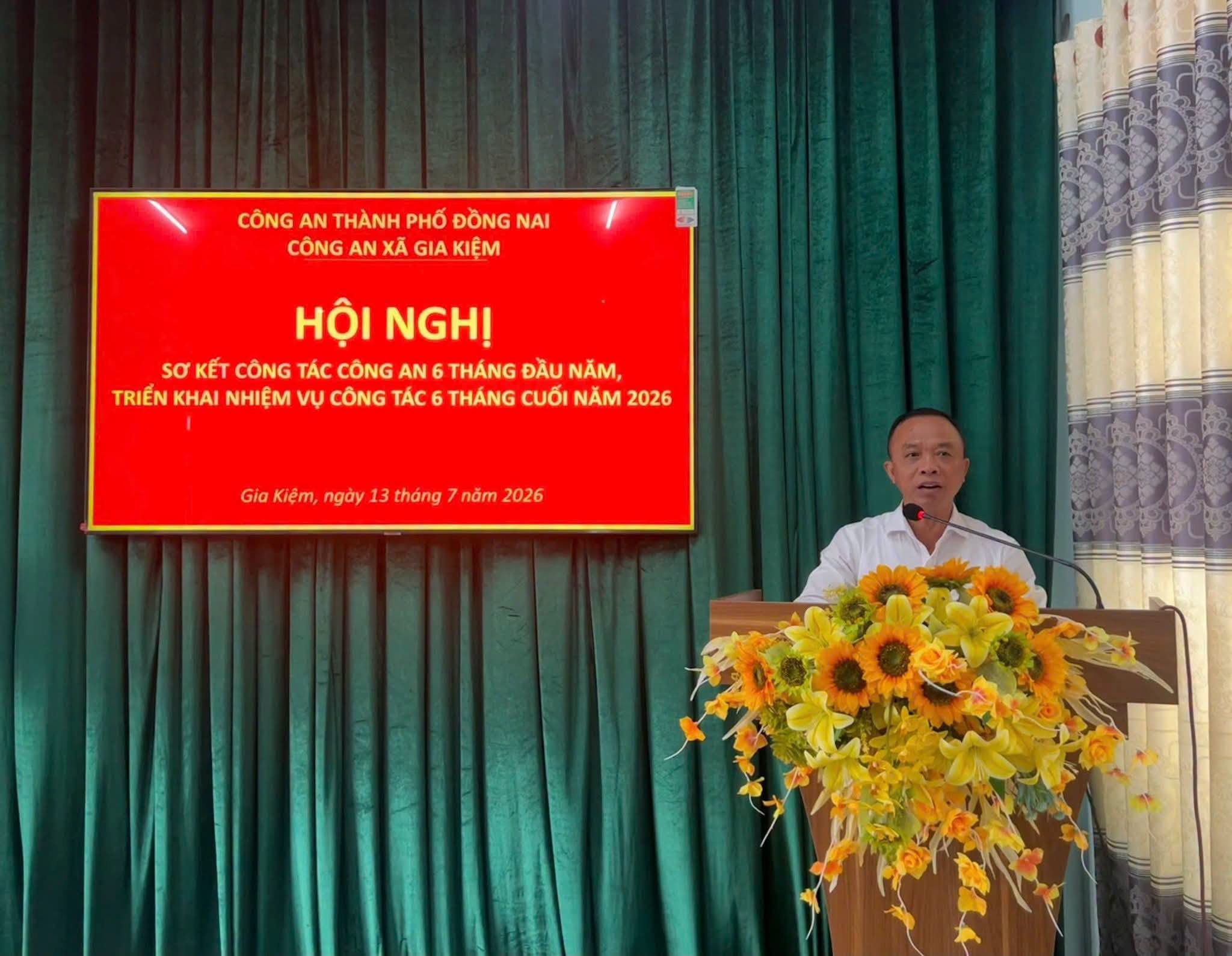 Công an xã Gia Kiệm sơ kết công tác 6 tháng đầu năm 2026 và triển khai nhiệm vụ trọng tâm